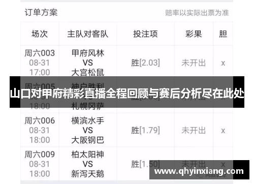 山口对甲府精彩直播全程回顾与赛后分析尽在此处